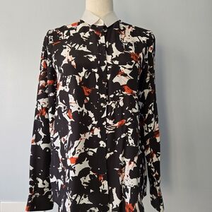 Hugo Boss Bamia Black Abstract Long-Sleeved Blouse, s6